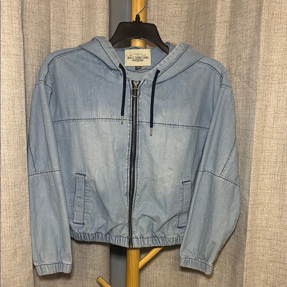 Light Blue Denim Jacket with Hood